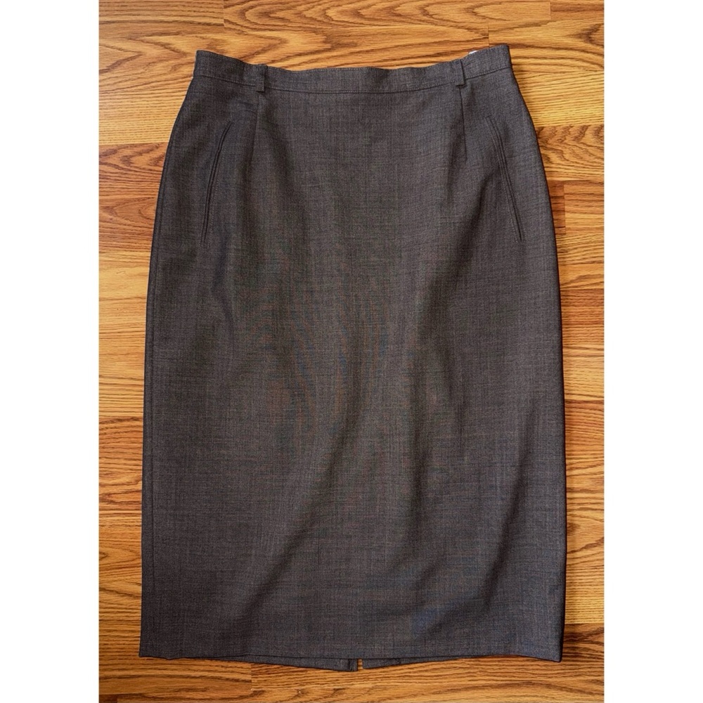 Vintage Lady Blanche Grey Brown Knee Length Midi Pencil Skirt Size Large